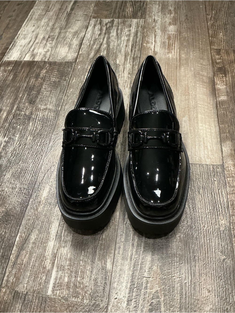 Aldo Black Patent Platform Loafers Size 9 - Picture 16 of 16